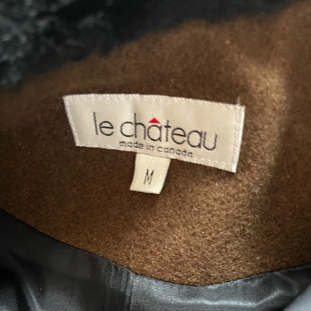Le Château Brown Long Skater Coat with Black Faux Fur Collar & Cuffs Size M - Picture 9 of 14